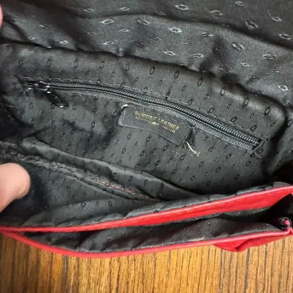 Vintage Inspired Red Leather Crossbody Bag with Hand-Stitched Details Boho - Picture 7 of 11